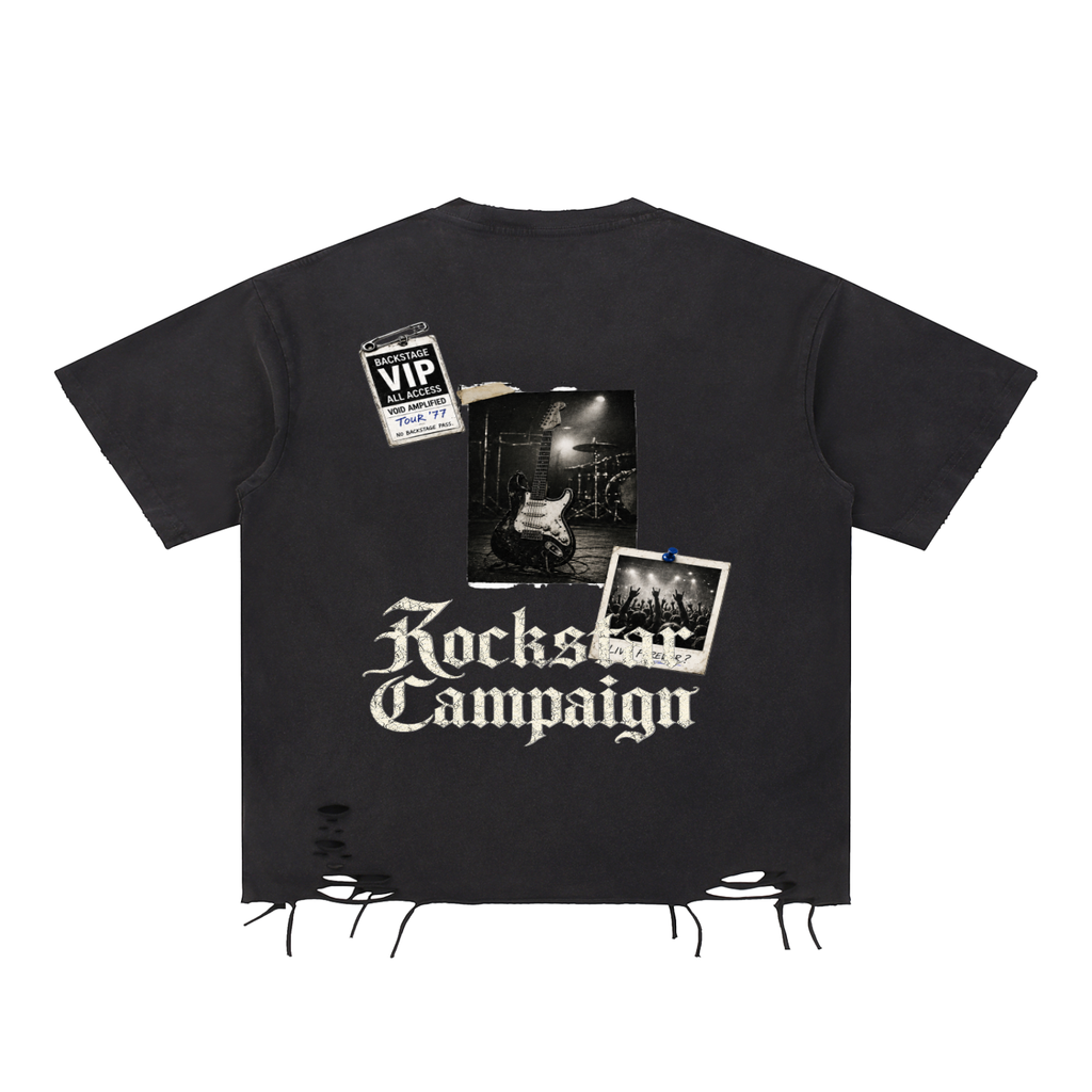 LOVE ME LIKE A ROCKSTAR Snow Washed Raw-Hem T-Shirt