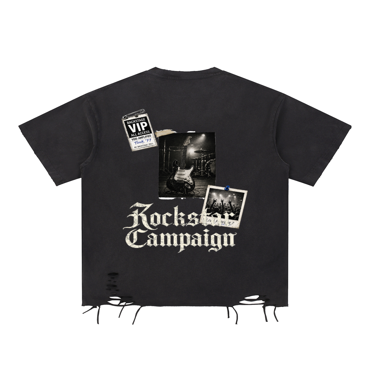 LOVE ME LIKE A ROCKSTAR Snow Washed Raw-Hem T-Shirt