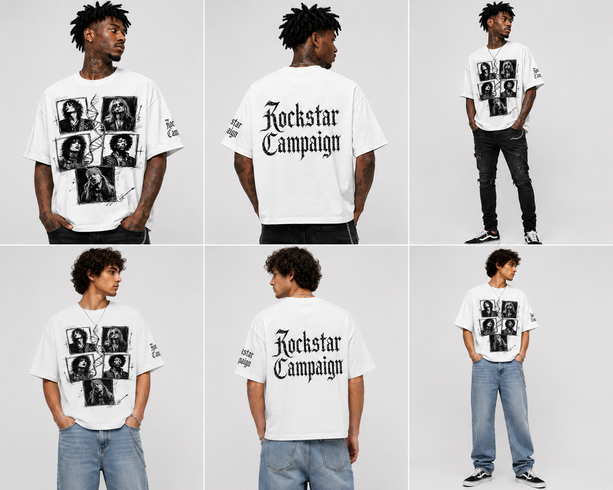 ROCKSTAR CAMPAIGN Heavyweight Vintage Washed Frayed T-Shirt