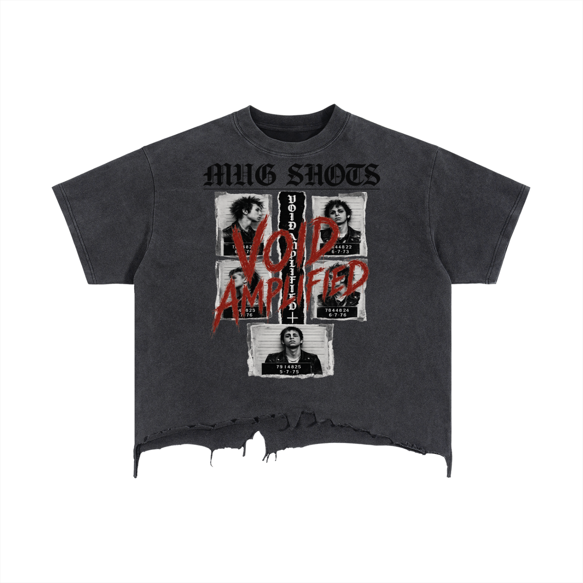 VOID AMPLIFIED // MUG SHOTS Vintage Wash Boxy Distressed Hem T-Shirt