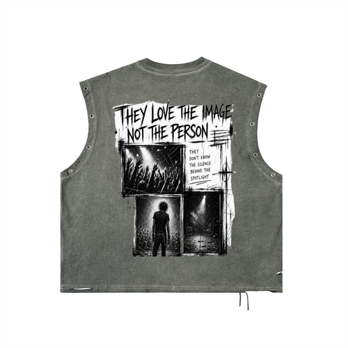 LIVE FAST // FEEL NOTHING Distressed Grommet Eyelet Tank Top