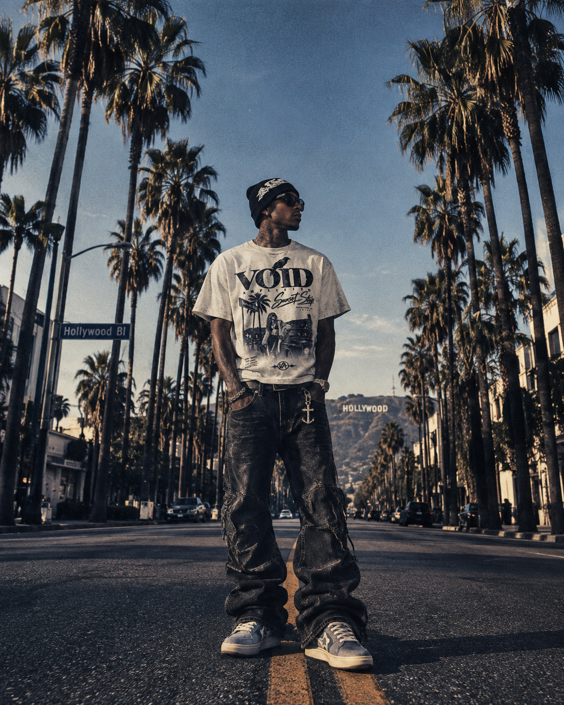 Enzyme Washed Sunset Strip Hollywood Tee
